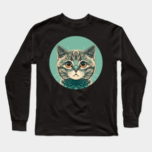 Funny Cute Cat Face Lover - Pastel Cool Kitty Long Sleeve T-Shirt